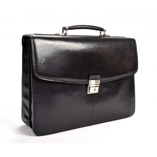  Tony Perotti Mens Italian Bull Leather Parma Classic Double Compartment Leather Laptop Briefcase