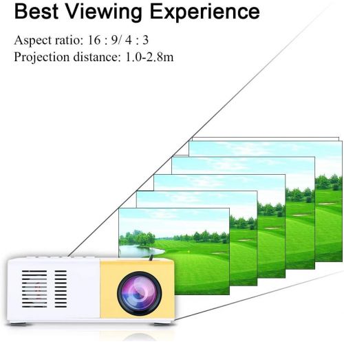  Tonysa Portable Projector, Mini 1500lm 1080P HD LED Home Theater Multimedia Video Player Projector for School Office, Support HDMI, AV, VGA, USB, and Small Memory Card, etc(Yellow)