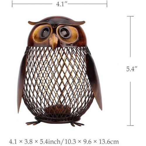  [아마존베스트]Tooarts Owl Shaped Metal Coin Bank Box Handwork Crafting Art Piggy Bank Owl Gifts