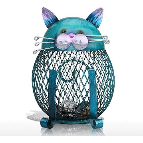  [아마존베스트]Tooarts Cat Coin Box Piggy Bank Animal Ornament Iron Art Handcrafts