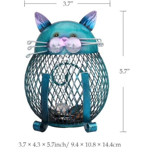  [아마존베스트]Tooarts Cat Coin Box Piggy Bank Animal Ornament Iron Art Handcrafts