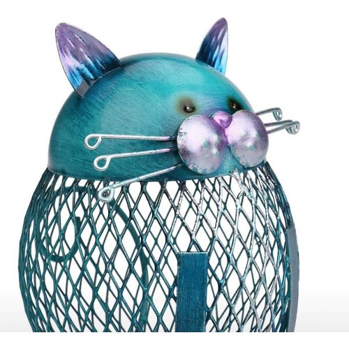 [아마존베스트]Tooarts Cat Coin Box Piggy Bank Animal Ornament Iron Art Handcrafts