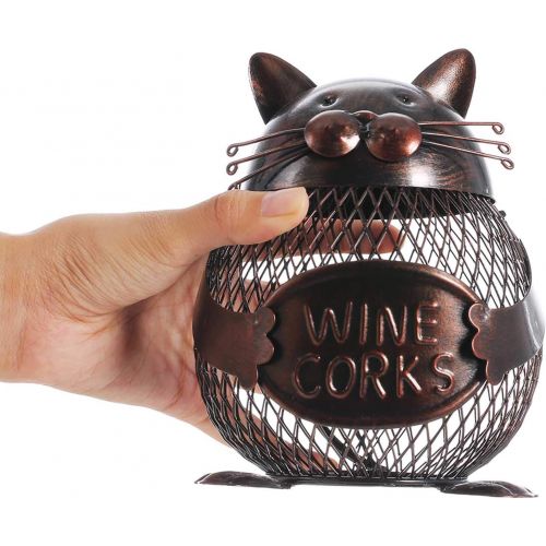  Tooarts Practical Kitten Wine Cork Container Iron Piggy Bank Handcraft Home Decoration Gift