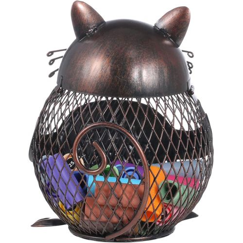  Tooarts Practical Kitten Wine Cork Container Iron Piggy Bank Handcraft Home Decoration Gift