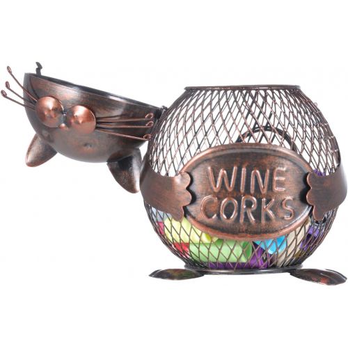  Tooarts Practical Kitten Wine Cork Container Iron Piggy Bank Handcraft Home Decoration Gift