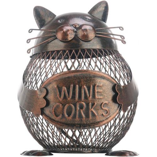  Tooarts Practical Kitten Wine Cork Container Iron Piggy Bank Handcraft Home Decoration Gift