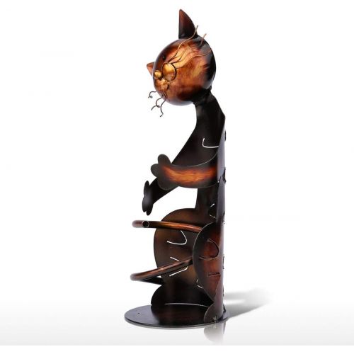  Tooarts Cat Shaped Wine Holder Wine Rack shelf Metal Sculpture Practical Home decoration Crafts