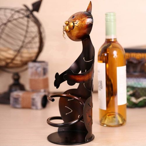  Tooarts Cat Shaped Wine Holder Wine Rack shelf Metal Sculpture Practical Home decoration Crafts