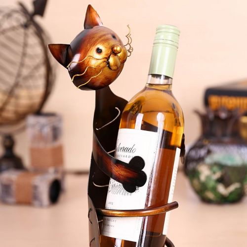  Tooarts Cat Shaped Wine Holder Wine Rack shelf Metal Sculpture Practical Home decoration Crafts