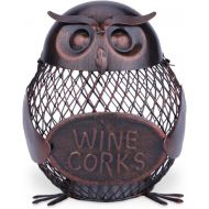 Tooarts Iron Owl Mesh Wine Bottle Holder Wine Cork Container Artwork