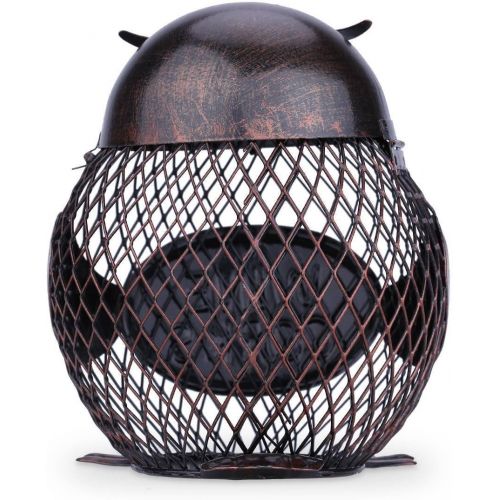  Tooarts Iron Owl Mesh Wine Bottle Holder Wine Cork Container Artwork