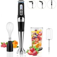 Cordless Immersion Blender Handheld: 3-in-1 Rechargeable Electric Hand Blender Stick, 21-Speeds & 3-Angle Adjustable with 700ml Beaker, Egg Whisk and Beater for Smoothies, Soup,Puree,Baby Food (Black)