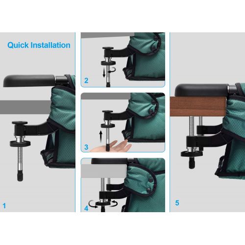  [아마존베스트]Toogel Hook On Chair, Safe and High Load Design, Fold-Flat Storage and Tight Fixing Clip on Table High Chair, Removable Seat Cushion, Attach to Fast Table Chair (Dark Green)