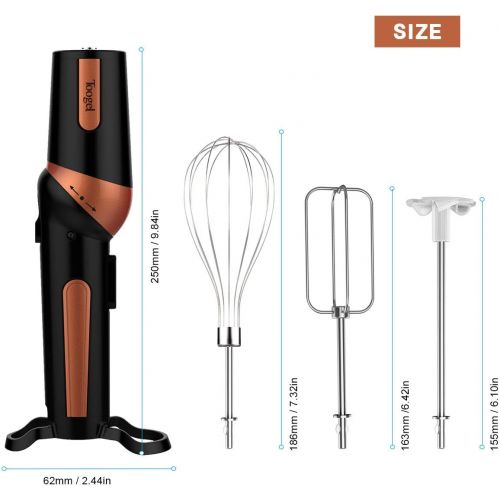  Toogel Handmixer Elektrischer Handruehrer Ergonomisches Portable Handruehrgerat inkl. Schneebesen, Quirl & Mixstab