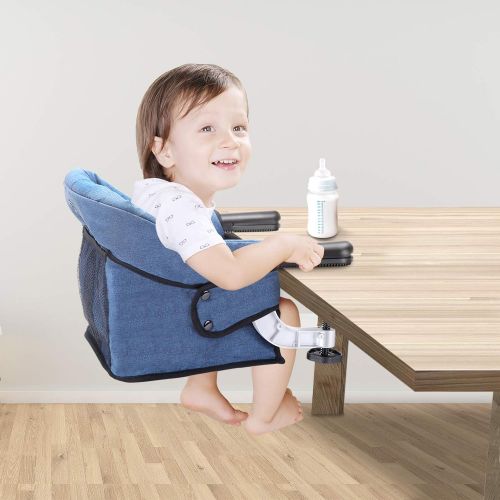  Toogel Hook On Chair, Clip On High Chair, Fold-Flat Storage Portable Baby Feeding Seat, High Load Design, Attach to Fast Table Chair Removable Seat for Home and Travel(Dark Blue)