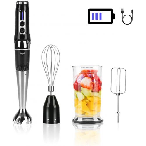  [아마존베스트]Toogel Cordless Hand Blender Rechargeable, Powerful Immersion Stick Blender , Portable Electric Hand Mixer Variable Speed Control with 21-Speed