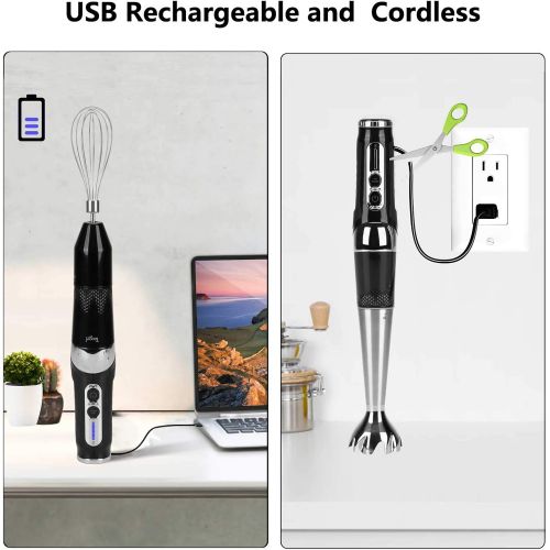  [아마존베스트]Toogel Cordless Hand Blender Rechargeable, Powerful Immersion Stick Blender , Portable Electric Hand Mixer Variable Speed Control with 21-Speed