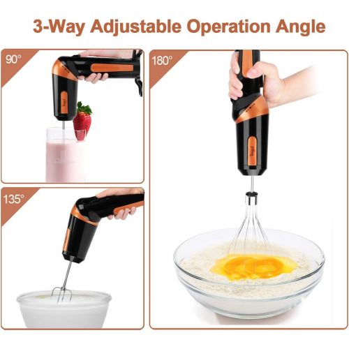  [아마존베스트]Toogel Electric Hand Mixer,Handheld Mixer Egg Beater Set w/AC, Stainless Steel Egg Whisk, BPA-Free Beater, Drink Mixer Attachment, 2 Speed Rotatable Angle Hand Blender Stick Mixer for Cof