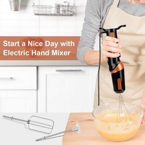  [아마존베스트]Toogel Electric Hand Mixer,Handheld Mixer Egg Beater Set w/AC, Stainless Steel Egg Whisk, BPA-Free Beater, Drink Mixer Attachment, 2 Speed Rotatable Angle Hand Blender Stick Mixer for Cof