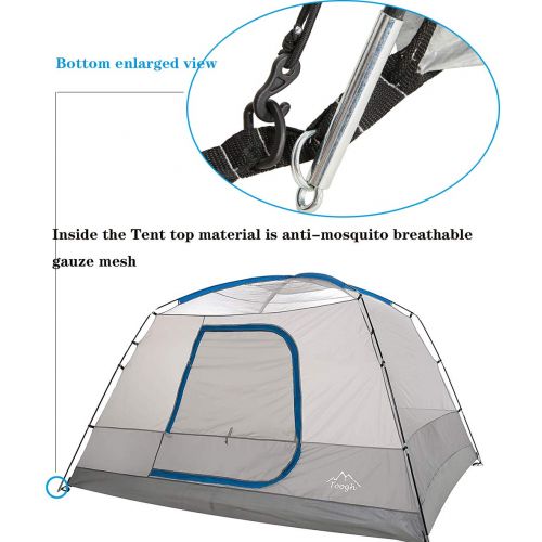  Toogh 5-6 Person Camping Big Horn Tent Waterproof Backpacking Double Layer Tents for Outdoor Sports 10 x 9 -Center Height 74in [Blue] Provide Top Rainfly, Advanced Venting Design