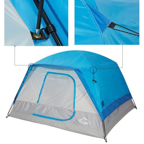  Toogh 5-6 Person Camping Big Horn Tent Waterproof Backpacking Double Layer Tents for Outdoor Sports 10 x 9 -Center Height 74in [Blue] Provide Top Rainfly, Advanced Venting Design