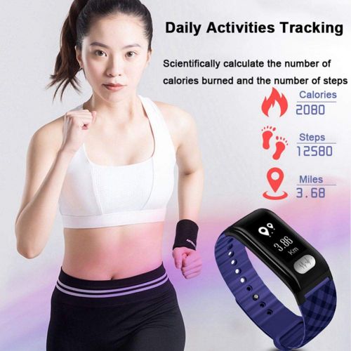  Toogoo TOOGOO H777plus Smart Bracelet Band 0.96inch OLED IP67 Waterproof Heart Rate Monitor EKG(ECG) Monitor Breathing Training Smart Watch(Black)