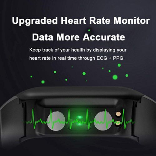  Toogoo TOOGOO H777plus Smart Bracelet Band 0.96inch OLED IP67 Waterproof Heart Rate Monitor EKG(ECG) Monitor Breathing Training Smart Watch(Black)