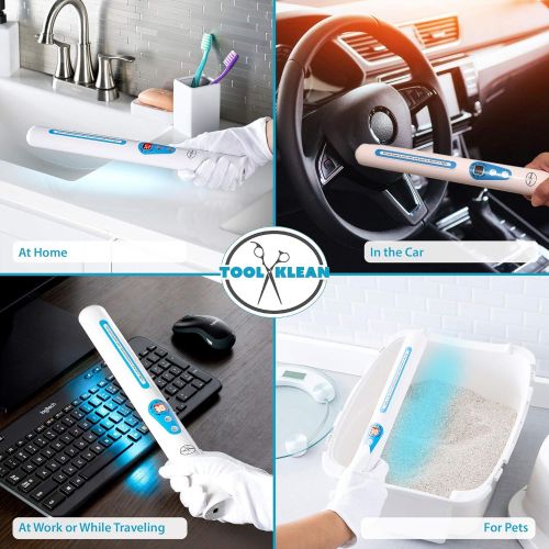  Tool Klean UV Light Sanitizer Wand - USA Professional Grade Portable UVC Sanitizer Lamp for Sanitizing Home, Office, Hotel, Salon, Car, School - Lab Certified and EPA Registered - Includes Sa