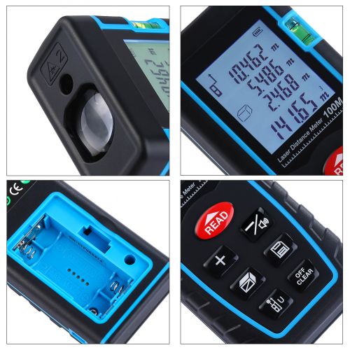  TOOLTOO 328ft Laser Distance Measure Handheld Laser Distance Meter Portable Laser Measuring Device Multi-functional Laser Tape Measure Rangefinder with LCD Backlight Display Design