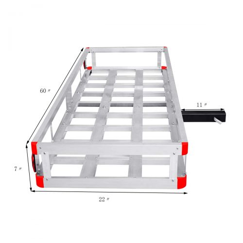  Tooluxe Goplus 60 x 22 Aluminum Hitch Mount Cargo Carrier Luggage Basket Rack for SUV, Truck, Car, 500LBS