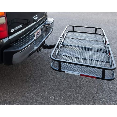  Tooluxe OxGord Universal Auto Steel Rear Hitch Mount Carrier Basket for Cars/Trucks/SUV - Max Capacity of 500Lbs