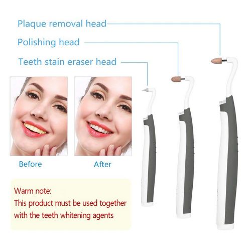  Tooth Polishing Tool Teeth Polishing,Multifunction Sonic Dental Stain Remover LED Dental Sonic Tool 3-In-1 Teeth Whitening Tooth Polisher Plaque Removal Kit