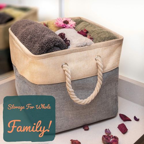  Top Amaze Collapsible Canvas Storage Bin Baskets for Toys, Clothes, Blankets, Towels, Vanity, Closet, Under Bed...