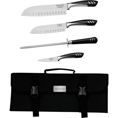  Top Chef 5 Piece Stainless Steel Knife Set - Portable