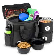 Top Dog Pet Gear Top Dog Travel Bag - Airline Approved Travel Set for Dogs Stores All Your Dog Accessories - Includes Travel Bag, 2X Food Storage Containers and 2X Collapsible Dog Bowls - Black