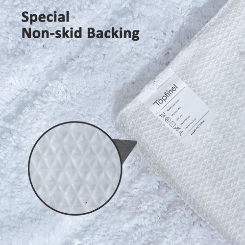  Top Finel Luxury Non Slip Bath Mat Super Plush Striped Shag Bath Rug Absorbent Bathroom Rugs for Bathroom Bedroom Shower, 24 X 36, White