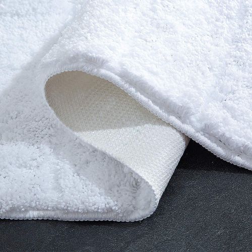  Top Finel Luxury Non Slip Bath Mat Super Plush Striped Shag Bath Rug Absorbent Bathroom Rugs for Bathroom Bedroom Shower, 24 X 36, White