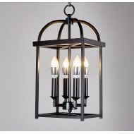 Top Lighting Antique Black finish 4-light Hanging Lantern Iron Frame Pedant Chandelier