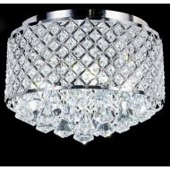 Top Lighting 4-light Chrome Finish Round Metal Shade Crystal Chandelier Flush Mount Ceiling Fixture