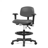 Top Medical Office Chair with Adjustable Armrests, Footring and Seat Tilt 26 - 35 - Gunmetal Vinyl - Black Casters