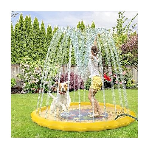  Water Sprinkler Splashpad for Kids Play Mat Outdoor Water Summer Toys Inflatable Baby Toddler Pool for Boys Girls Outdoor Pool Toy with Beach Balls for Age 3 4 5 6 7 8 9 10