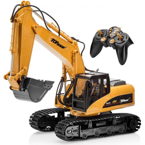  [아마존핫딜][아마존 핫딜] Top Race 15 Channel Full Functional Remote Control Excavator Construction Tractor, Excavator Toy with 2.4Ghz Transmitter and Metal Shovel  TR 211