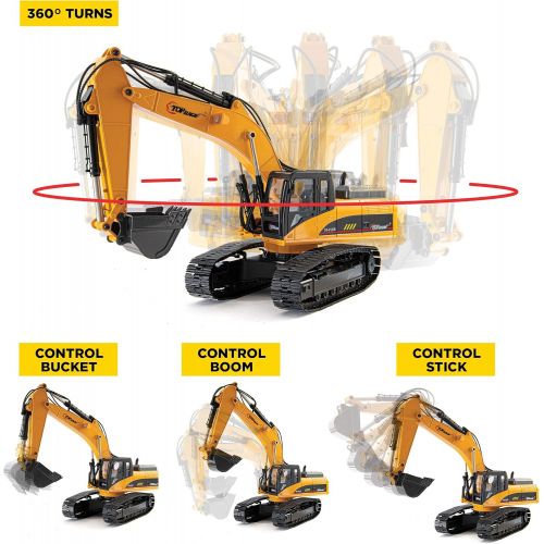  [아마존핫딜][아마존 핫딜] Top Race 15 Channel Full Functional Remote Control Excavator Construction Tractor, Excavator Toy with 2.4Ghz Transmitter and Metal Shovel  TR 211