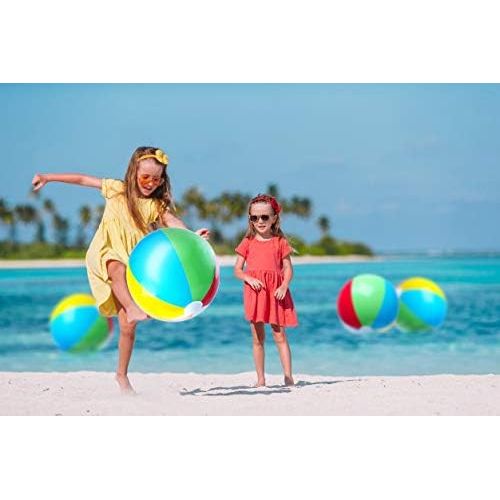  Top Race Inflatable Beach Balls Jumbo 24 inch Pool Balls, Beach Summer Parties, and Gifts | 12 Pack Blow up Rainbow Color Beach Ball (12 Balls)