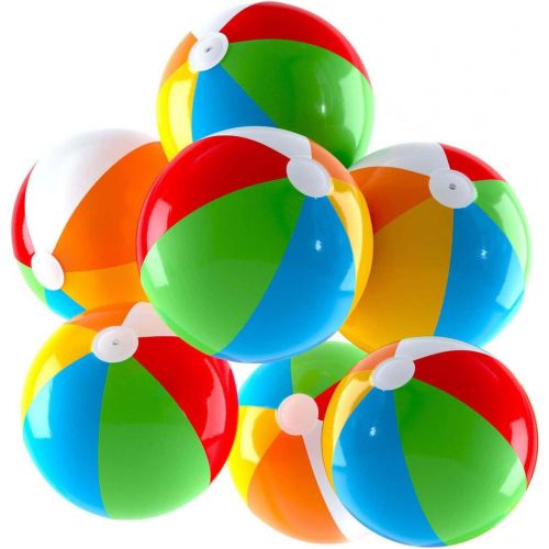  Top Race Inflatable Beach Balls Jumbo 24 inch Pool Balls, Beach Summer Parties, and Gifts | 12 Pack Blow up Rainbow Color Beach Ball (12 Balls)