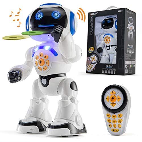  Top Race Remote Control Robot Toy Walking Talking Dancing Toy Robots for Kids, Sings, Reads Stories, Math Quiz, Shoots Discs, Voice Mimicking. Educational Toys for 3 4 5 6 7 8 9 Ye