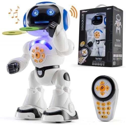  Top Race Remote Control Robot Toy Walking Talking Dancing Toy Robots for Kids, Sings, Reads Stories, Math Quiz, Shoots Discs, Voice Mimicking. Educational Toys for 3 4 5 6 7 8 9 Ye