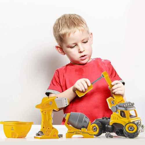  Top Race Remote Control Car STEM Toys for 3 4 5 6 7 Year Old Boys RC Construction Toy Trucks ?3 in 1 Take Apart Toys Truck with Electric Drill for Kids?Birthday Easter Gifts for Boys Girls