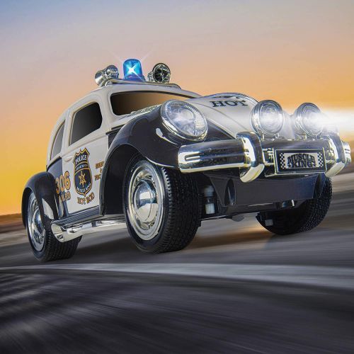  Top Race Remote Control Police Car, with Lights and Sirens RC Police Car for Kids Easy to Control, Rubber Tires, Heavy Duty Old Fashioned Style