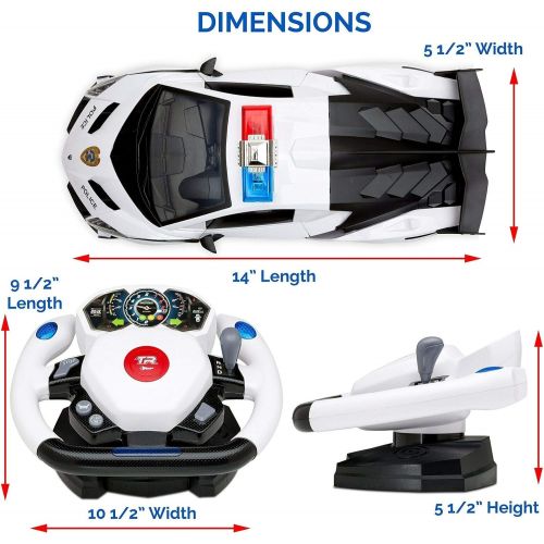  Top Race Remote Control Police Car, 4D Motion Gravity and Steering Wheel Control, 1:12 Scale, 2.4Ghz, with Lights, Sirens, Powered Doors, (TR-911)